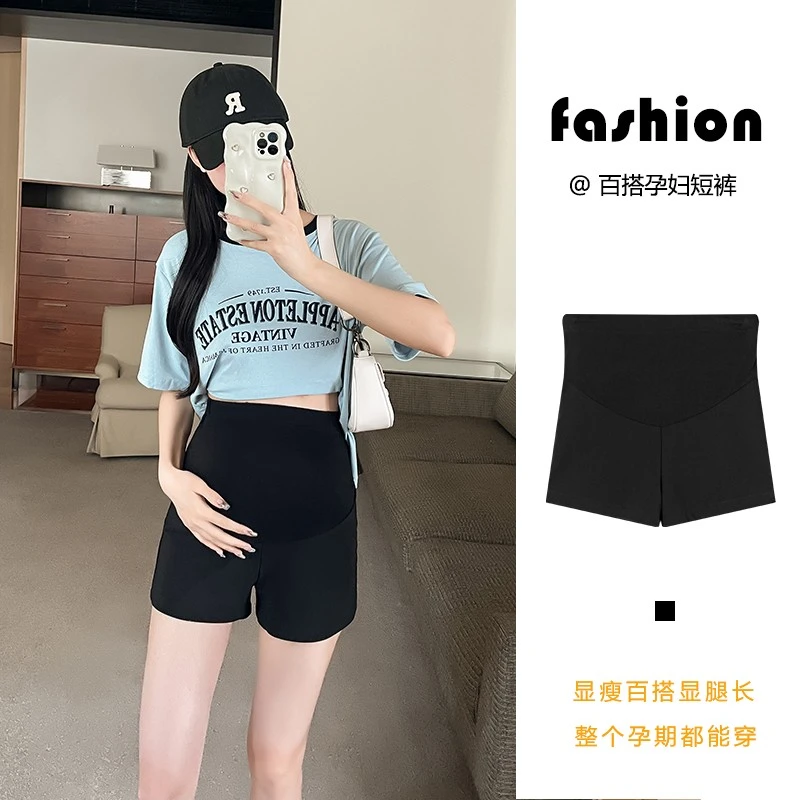 孕妇西装孕期超短裤热裤子春夏季新款打底裤外穿黑色瑜伽安全裤夏