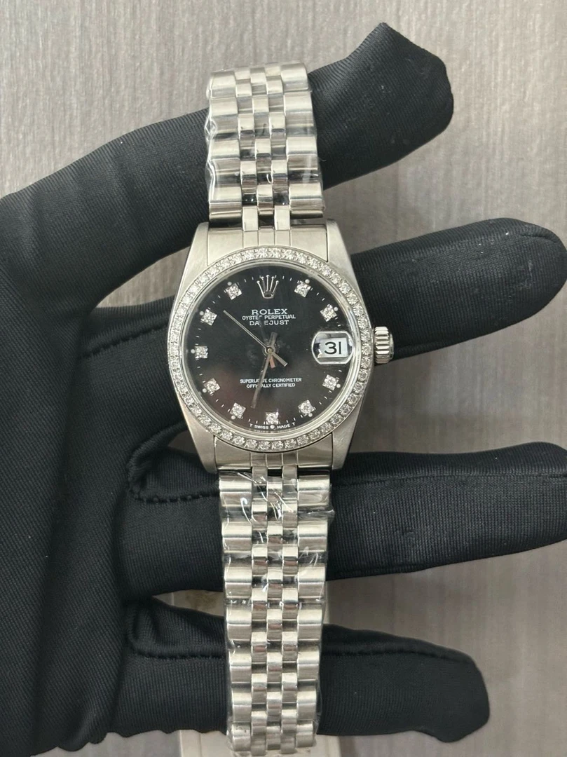 99新 Rolex/劳力士 日志//A1051黑盘小钻钻圈/31表径