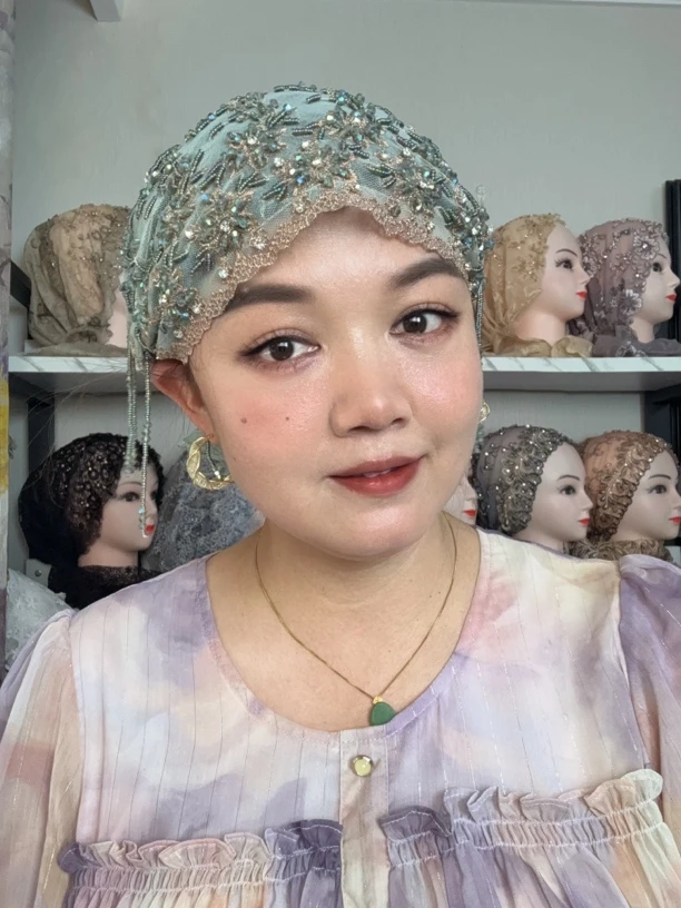 25新款【梦莎柏丽】法式双层小丝带鱼尾帽