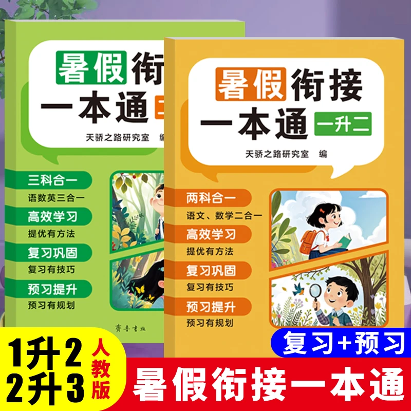 小学暑假衔接同步25新教材 语数英预复习一本通30天打卡