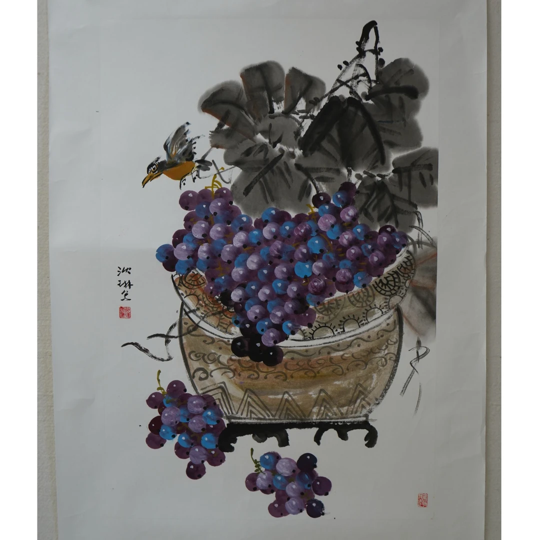 葡萄硕果累累 三尺斗方国画 餐厅客厅玄关装饰画