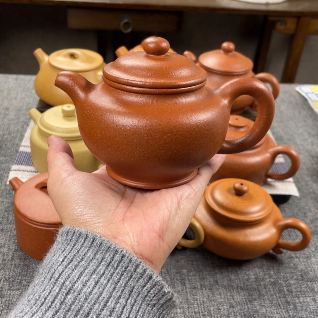 紫砂茶壶红降坡掇只全手30目260