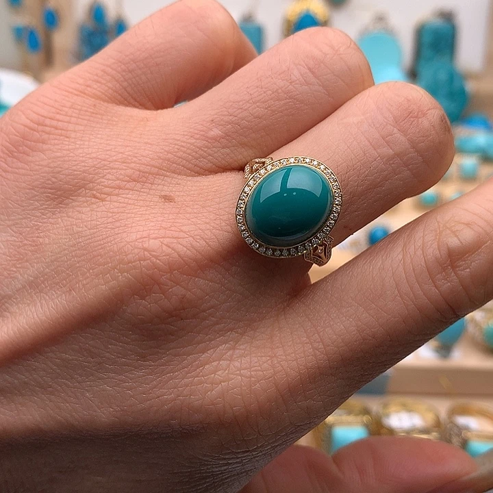 绿松石18K金镶嵌珠宝奇石