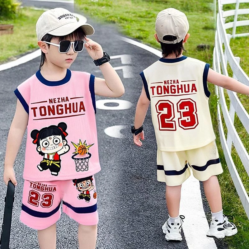 男童夏装套装痞帅炸街哪吒儿童无袖男孩速干薄款休闲运动新款韩版