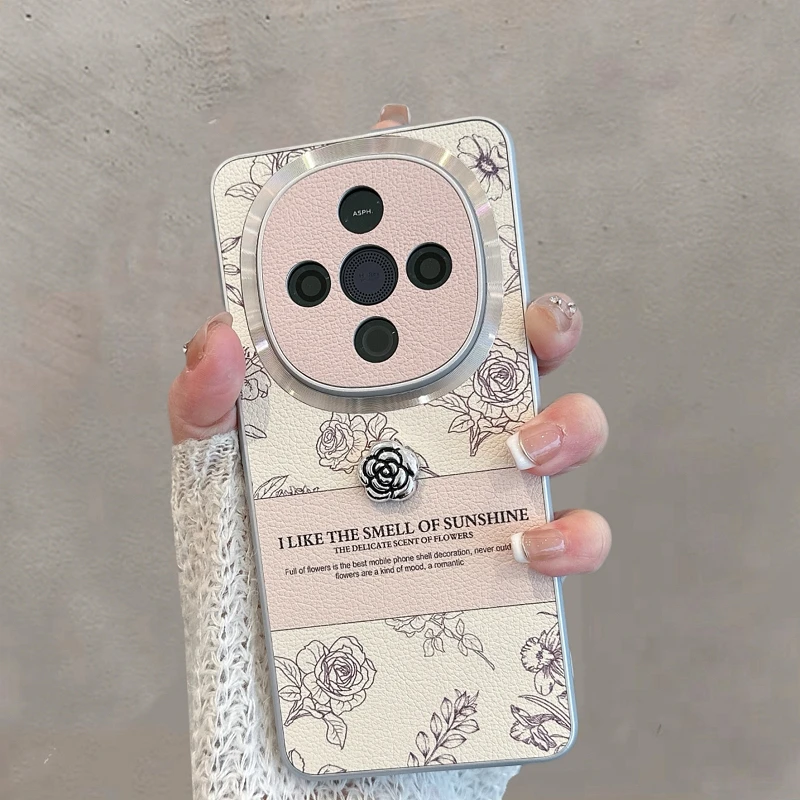 适用vivoy300手机壳V2435A新款y300c玫瑰花全包防摔简约时尚创意