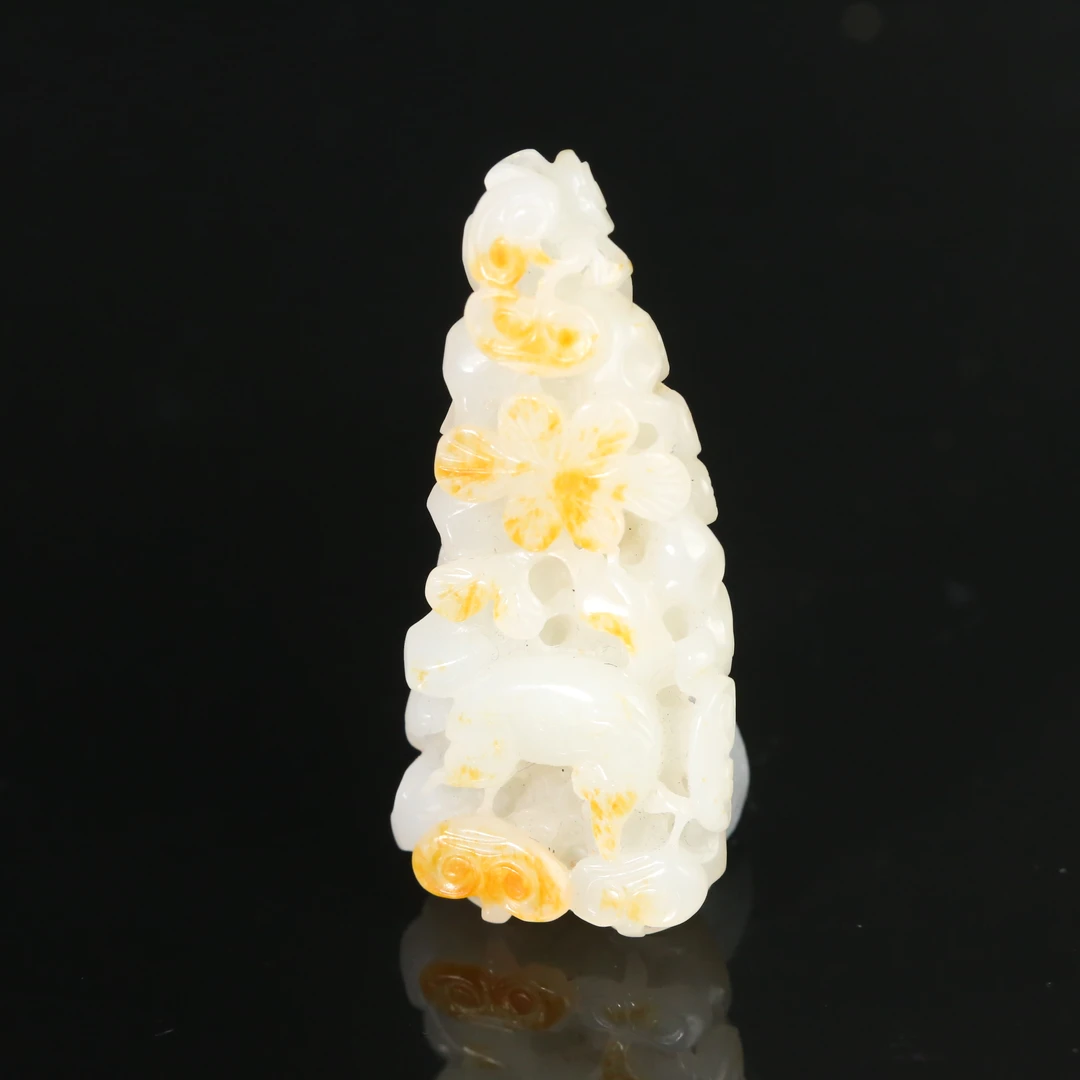 二十世纪和田玉浮雕花卉纹把件ACZL2509251019