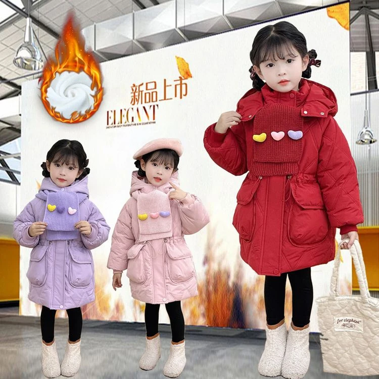 保暖棉衣新款保暖小女孩加厚棉服潮流儿童中大童外套女加绒棉袄