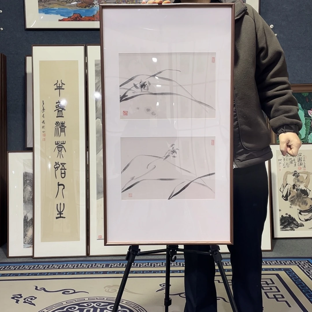 国画手绘画作品带框