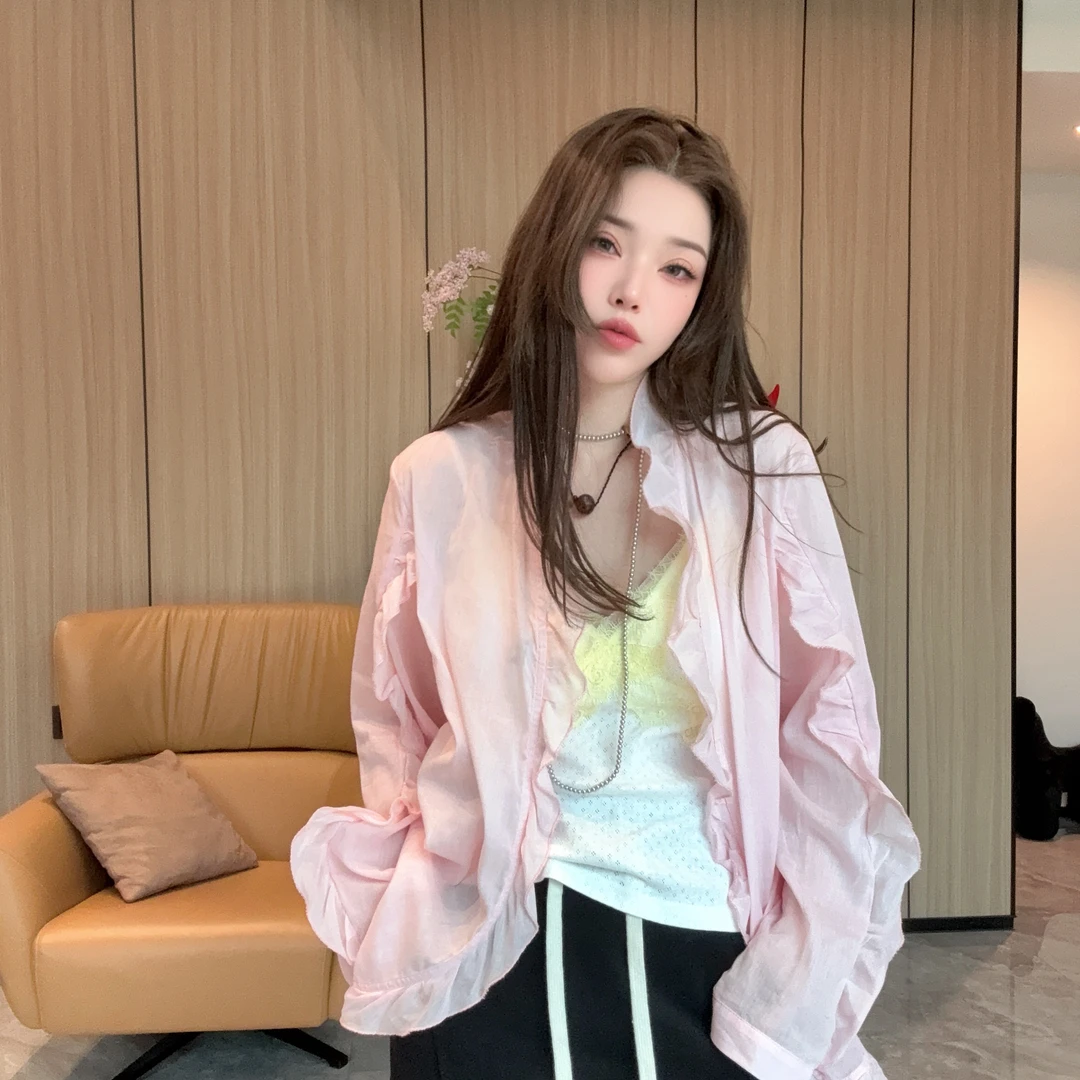 【丽丽推荐】100苎麻高品质飞飞边设计款上衣