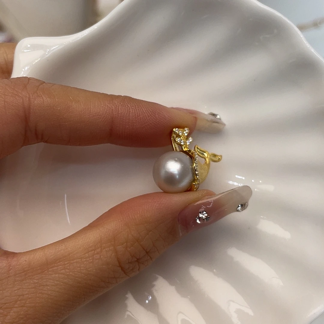 吊坠(不含链)银S925镶嵌海水珍珠