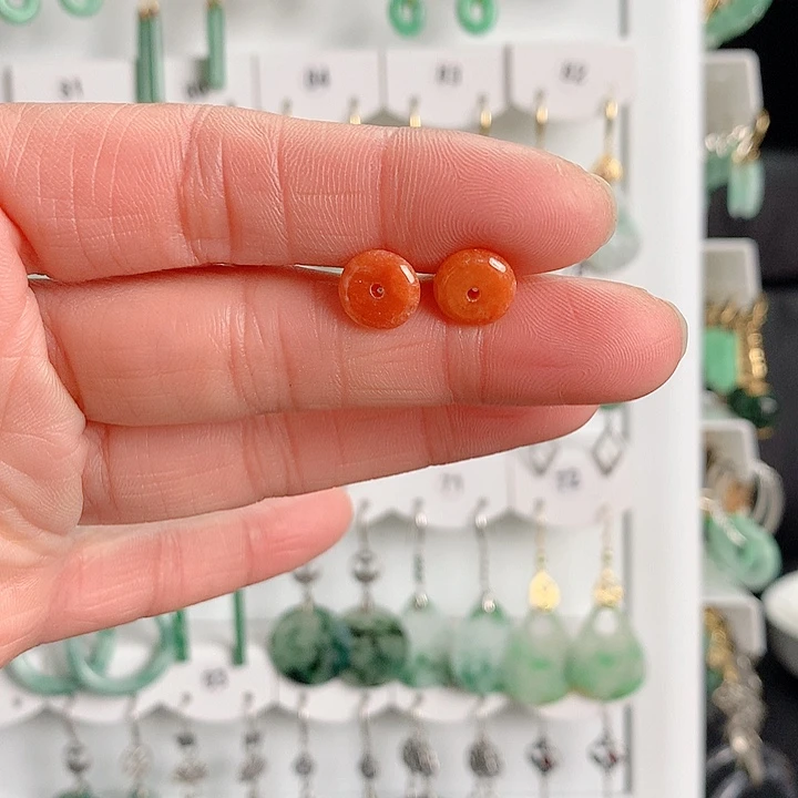 翡翠耳饰银S925镶嵌翡翠