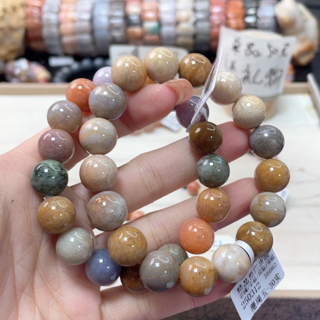 硅化珊瑚（珊瑚玉）未镶嵌手链叮*?052