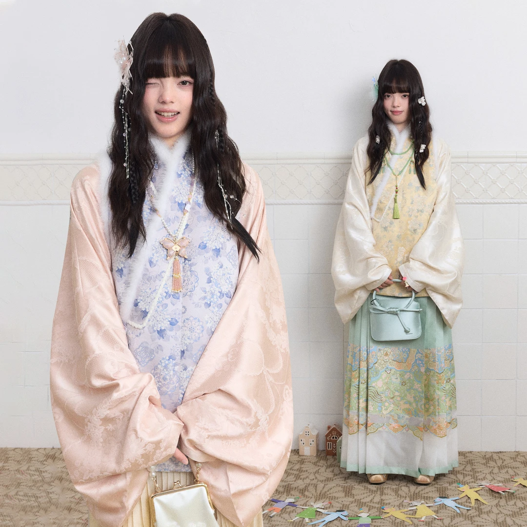 粼夕squama【花结】汉服套装改良交领比甲琵琶袖明制马面裙国风