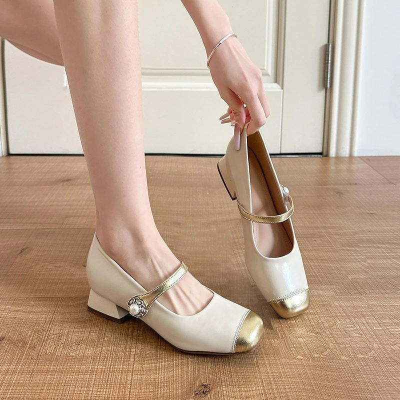 玛丽珍鞋女软底配裙子2025年春季新款小香风粗跟单鞋女大码女鞋