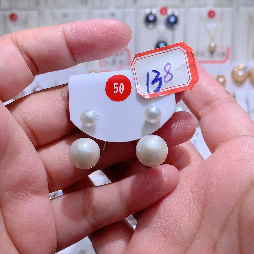 耳钉淡水珍珠银S925镶嵌CC11.4mm