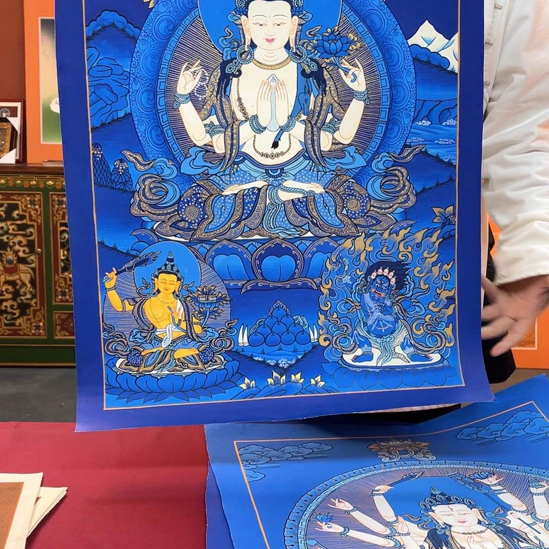 卷轴画40×60四臂纯手绘