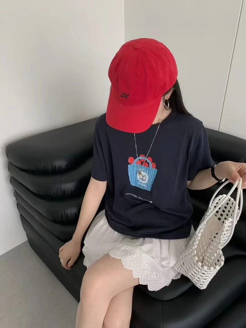 丽姐  夏季水果印花雪花棉短袖T恤宽松休闲上衣603