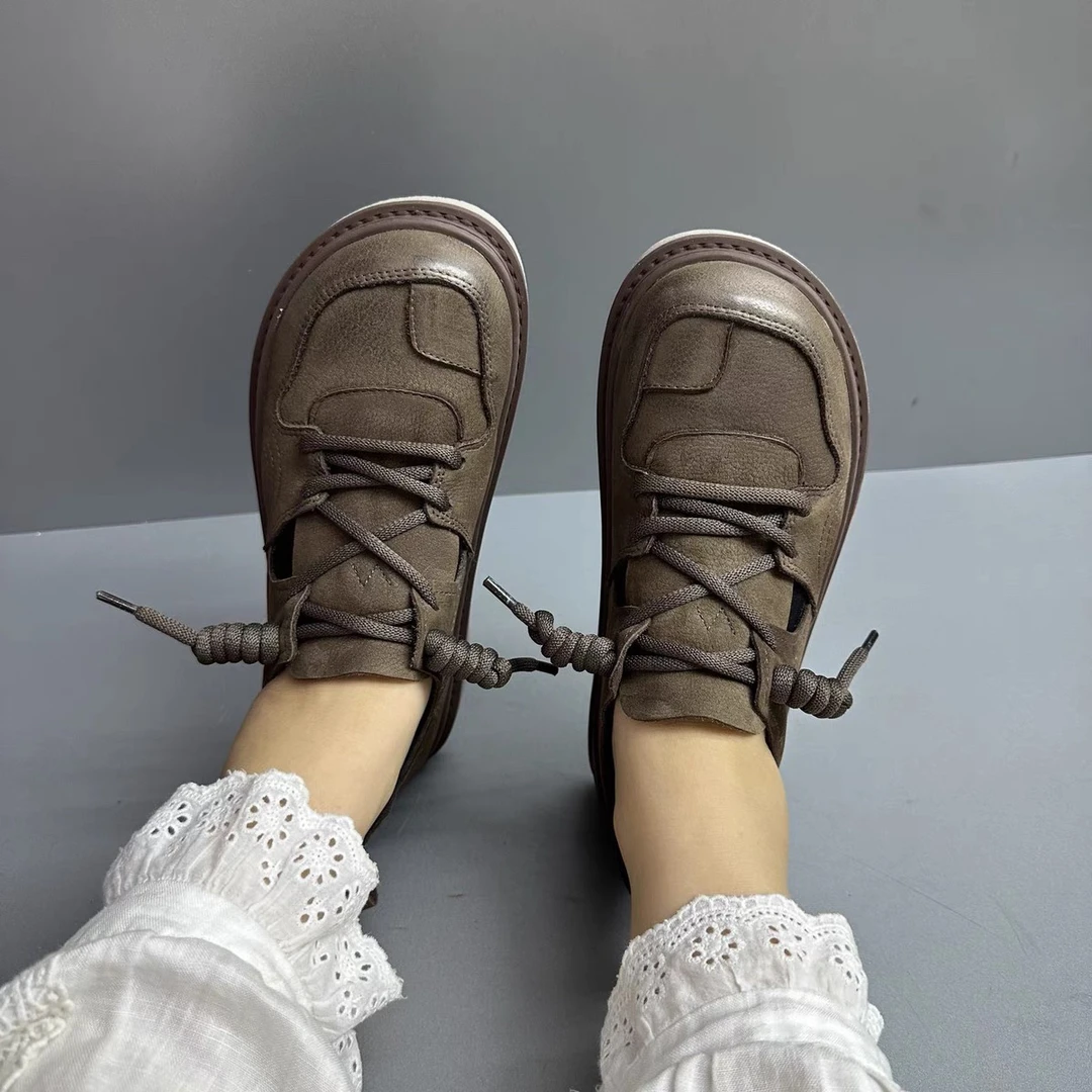 87709-1真牛皮加厚牛筋底四季单鞋丑萌鞋女