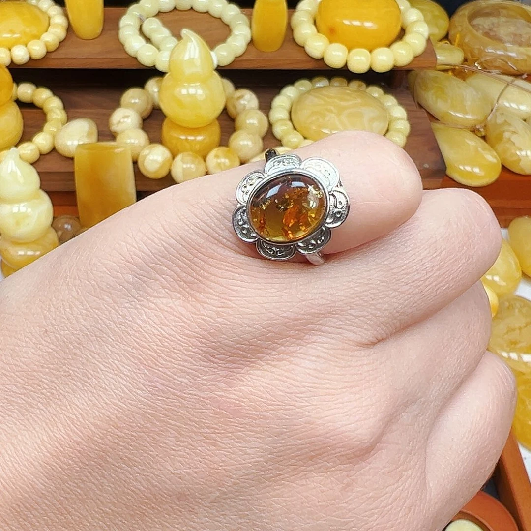 裸石琥珀未镶嵌L***L花珀戒指