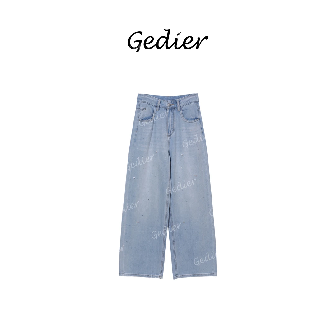 【歌蒂尔】时尚百搭直筒牛仔裤 夏季舒适宽松阔腿裤子女装KG520912Y