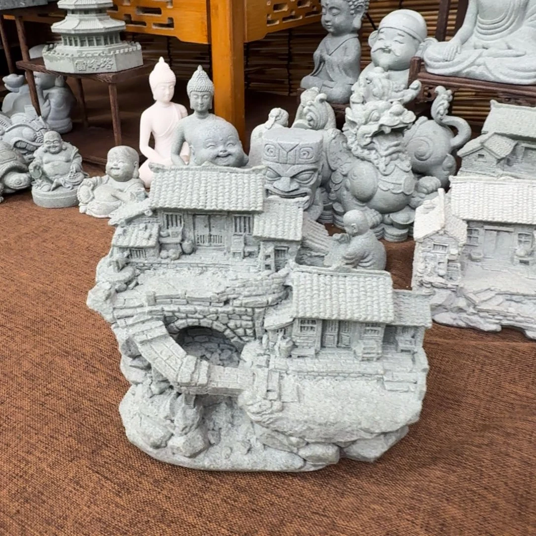 石材青砂石带桥农家小院