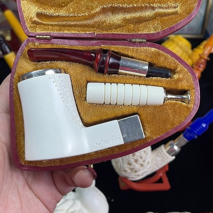 海泡石烟斗大号军插火山