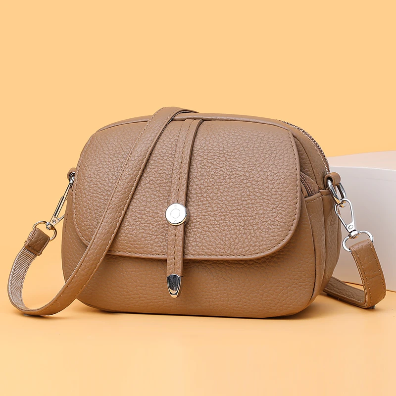 2025新款女包时尚软皮小包包真皮质感手机斜挎包大气中年妈妈包