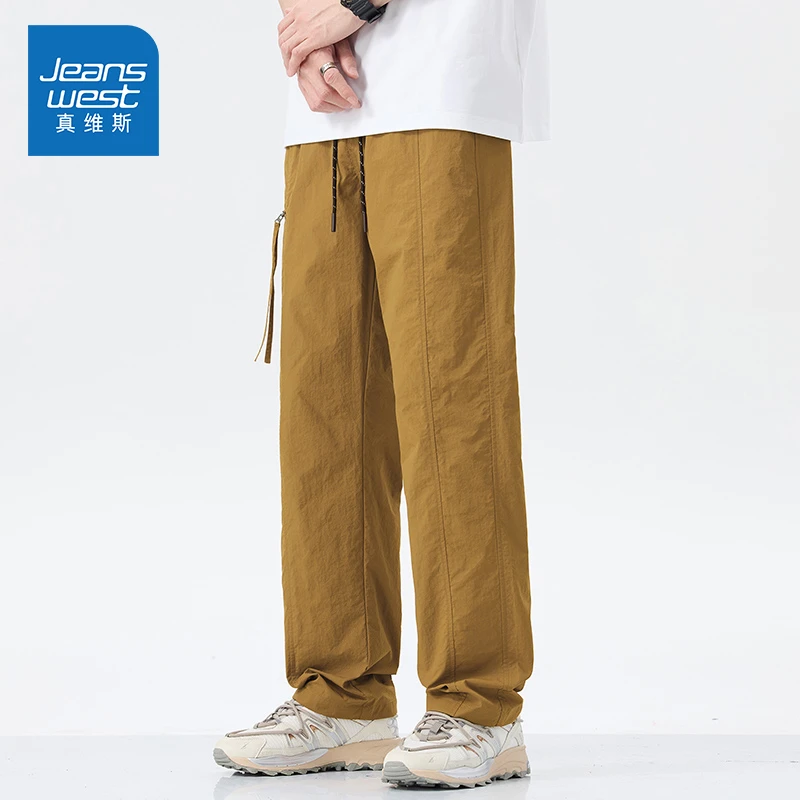 Jeanswest/真维斯夏季男士潮流休闲裤宽松百搭运动速干直筒长裤男