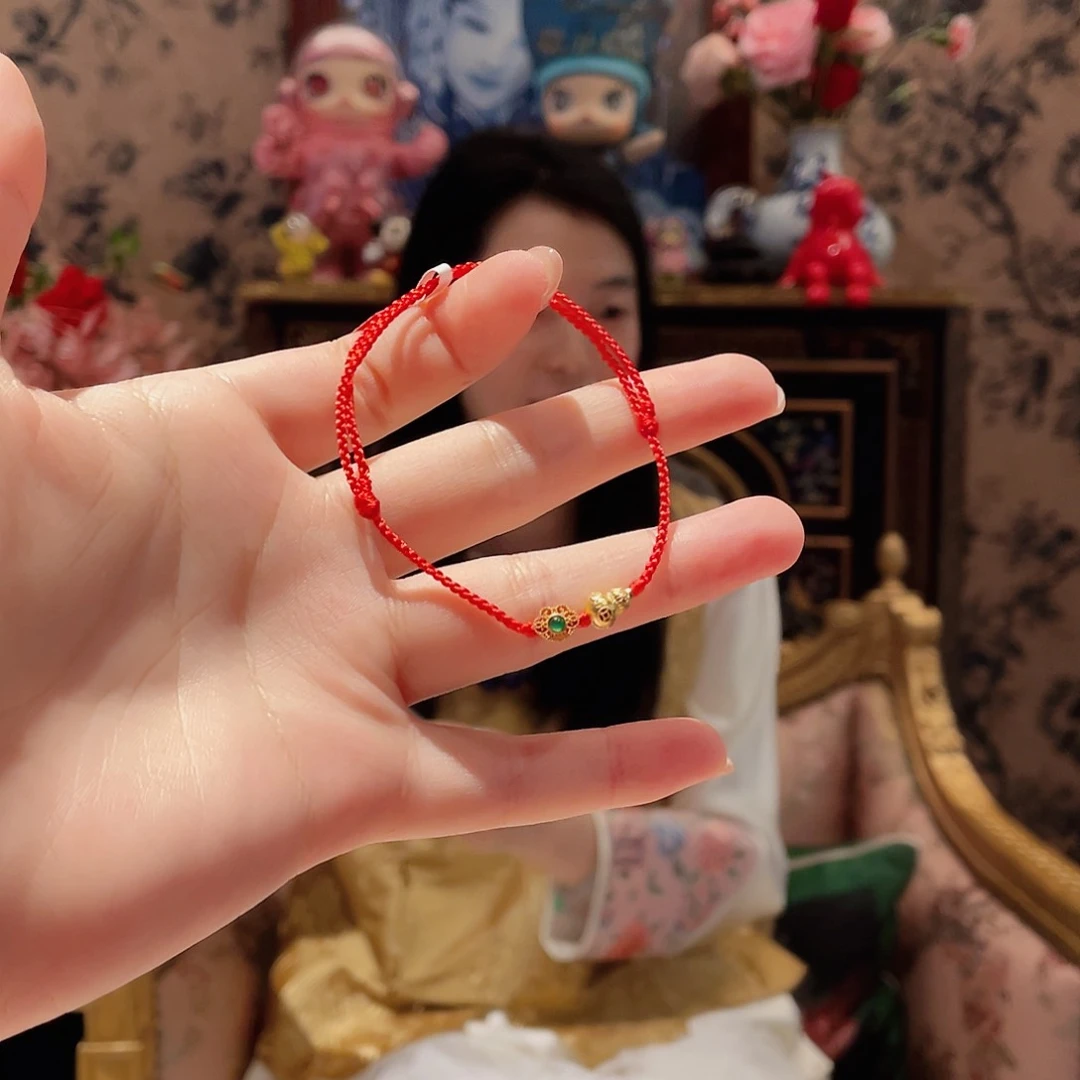 翡翠手绳18K金镶嵌3号