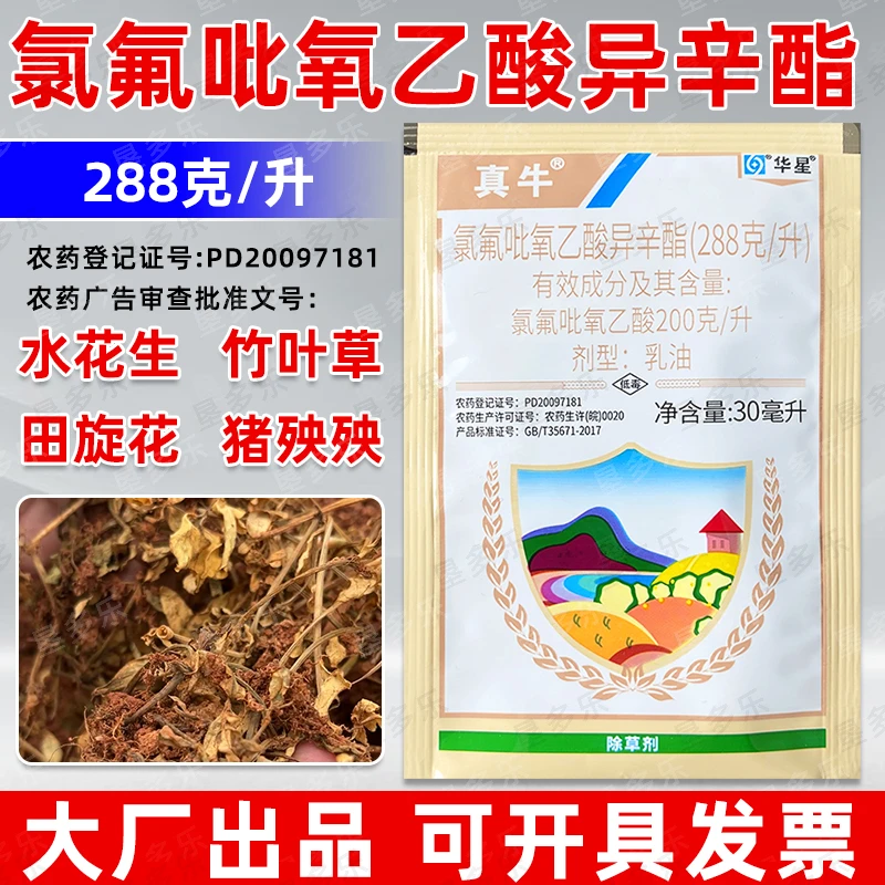 正品200克/升氯氟吡氧乙酸猪秧秧水花生空心莲子草阔叶专用除草剂