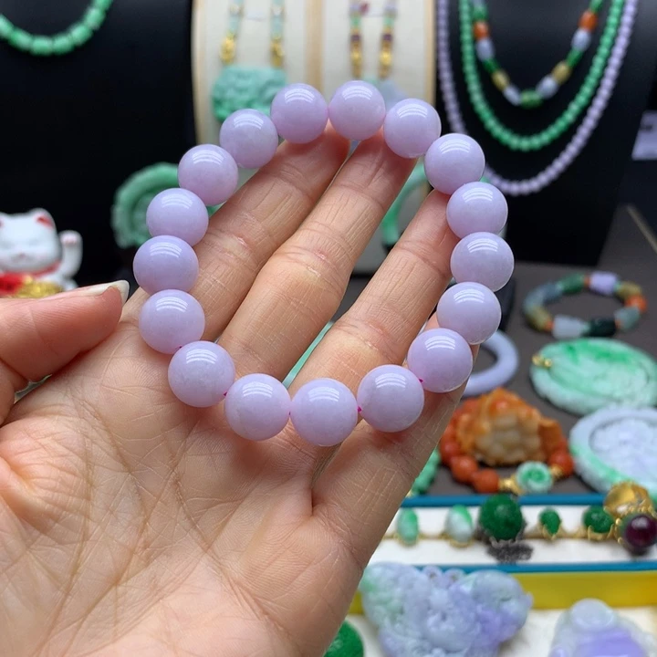 翡翠未镶嵌手链紫翡手串