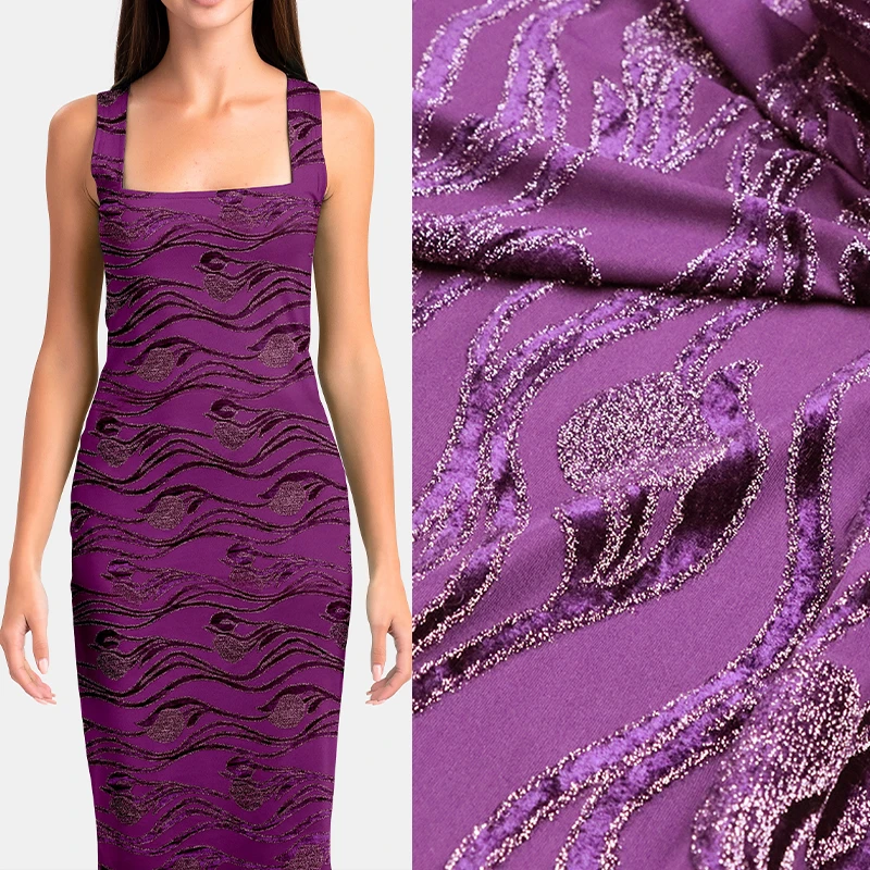 高端定制丝绒服装面料高支高密不扎人亲肤柔软玫红郁金香