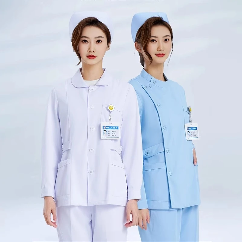 护士服夏季薄款短袖女分体套装外套短袖夏蓝色口腔牙科整形工作服