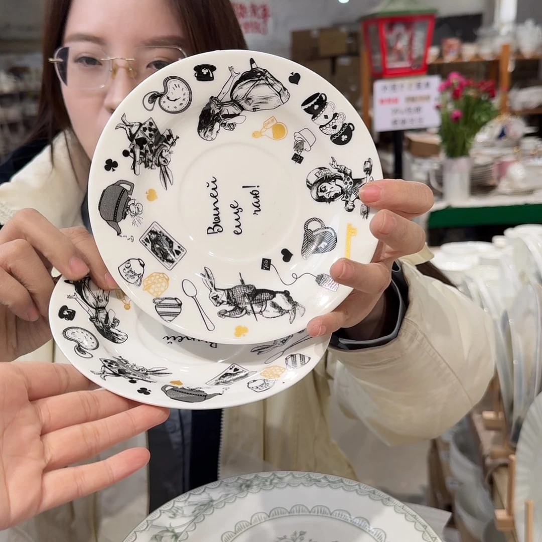 瓷骨瓷6.5英寸盘16cm6个外贸尾单