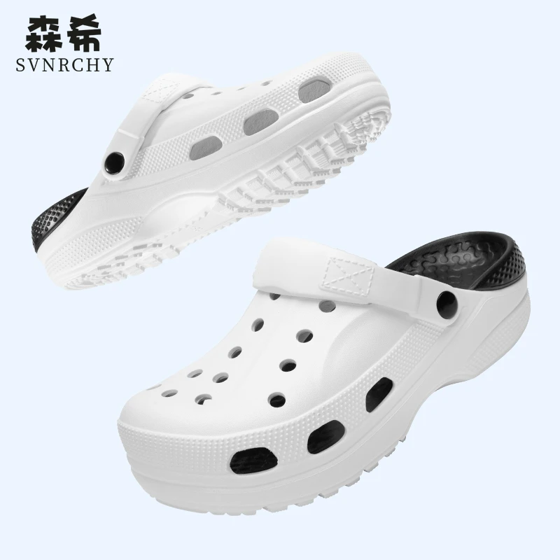 森希包头凉鞋男款夏季外穿踩屎感沙滩洞洞鞋厚底防滑两穿运动拖鞋