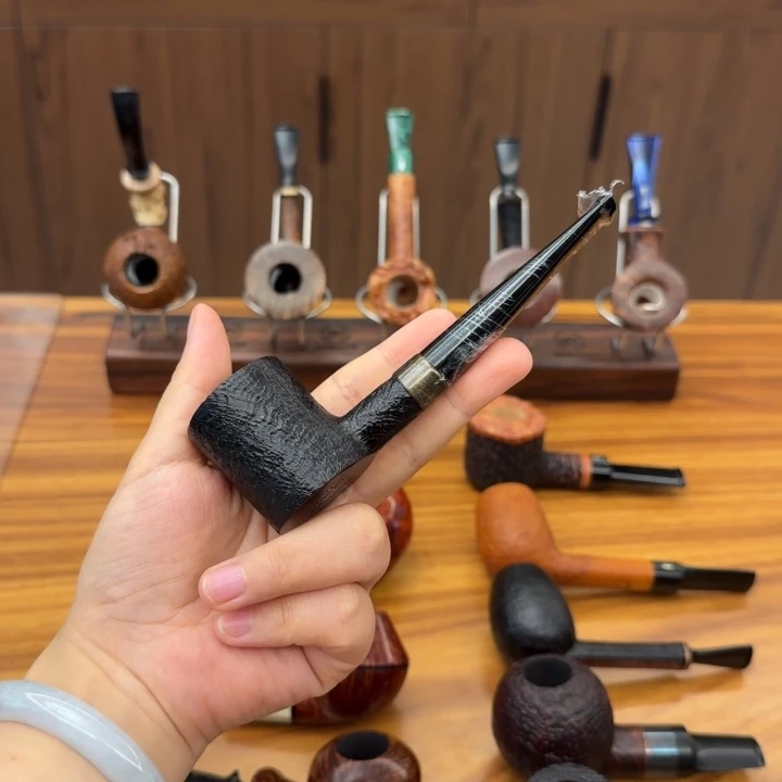 薛***刻英国品牌登喜路黑喷砂4122石楠木烟斗