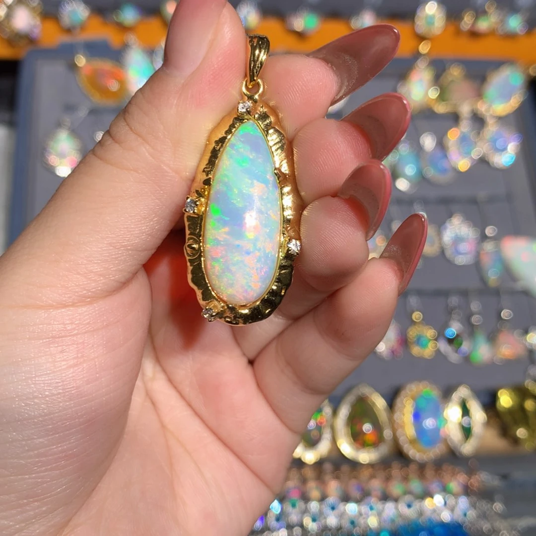 银S925镶嵌欧泊欧泊吊坠l