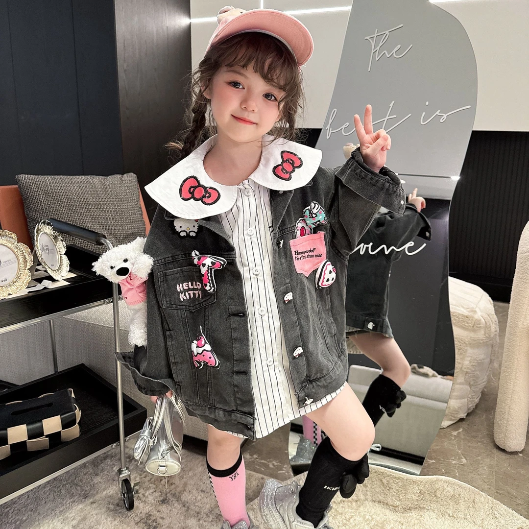 【Mt studio】【新款】立体KT牛仔外套春秋女童精致可爱少女风百搭