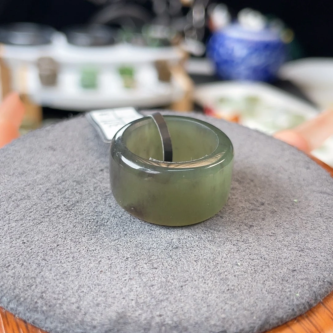 和田玉未镶嵌戒指c70糖翠圆切16.9