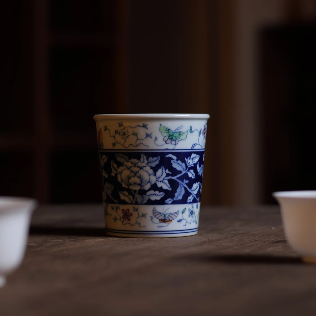【悦生活】蓝地牡丹-卓君-手握杯-200ml（卓君S0056）