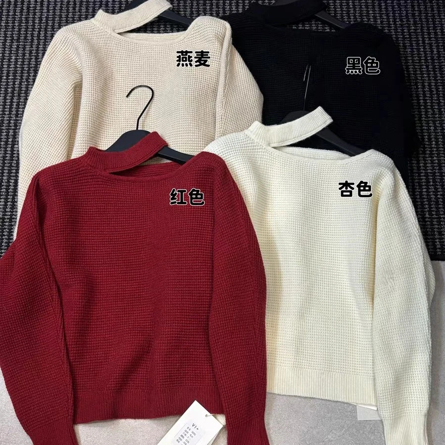 朵儿家圣诞斜挂脖厚毛衣