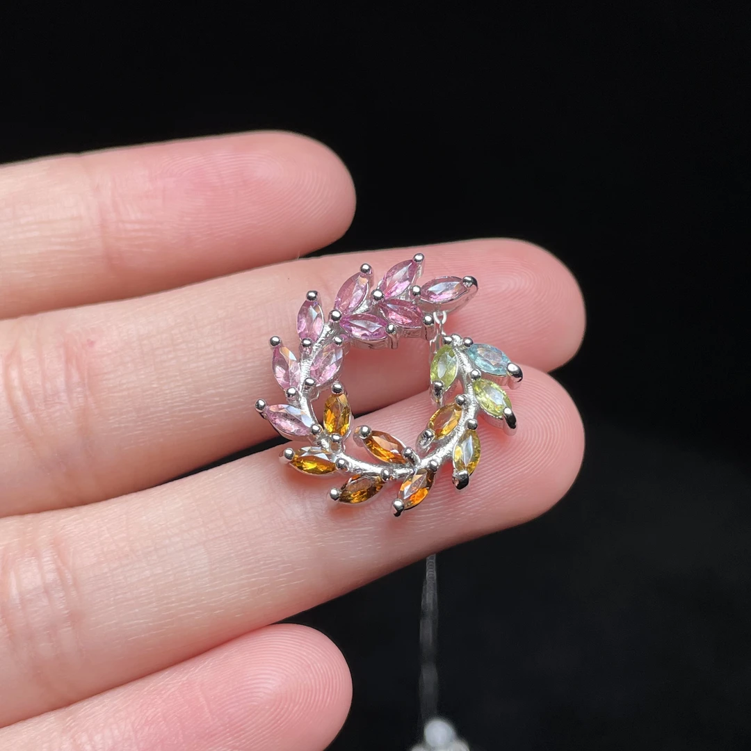 【玉氏珠宝】925银碧玺麦穗吊坠 CAN2030184