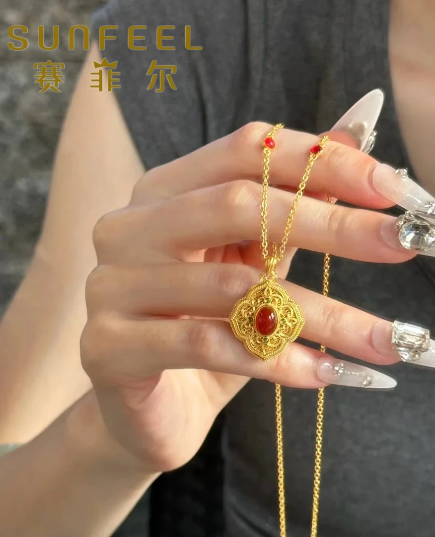 SUNFEEL赛菲尔足金®古法宫廷珐琅项链  秋季推荐