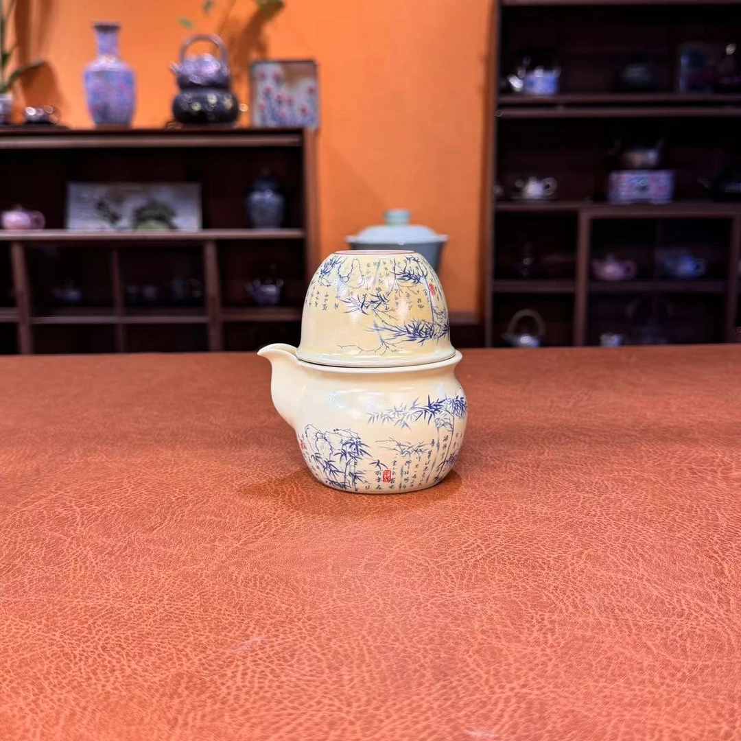 沐雨茶具 竹子林七贤【文竹】-手抓壶+36号杯+B杯-5317（直播专享）