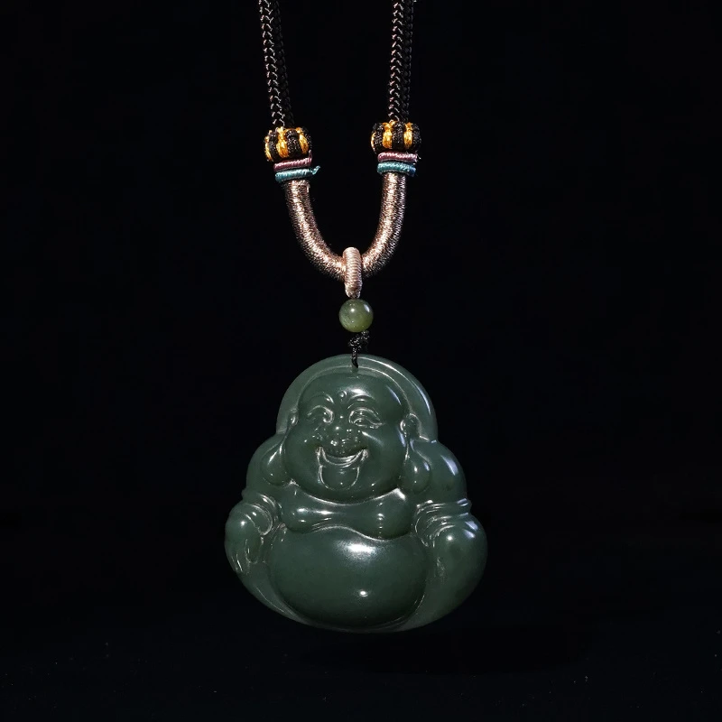 天然玉石 和田玉笑面弥勒佛佛公吊坠 多样性发其一PY601558  A