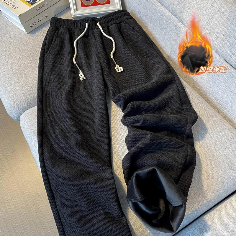 美拉德加绒保暖灯芯绒棉裤男款冬季加厚直筒卫裤美式重磅休闲长裤