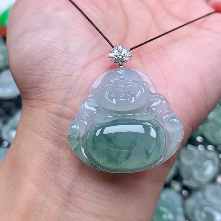 萌***多翡翠18K金镶嵌吊坠(不含链)