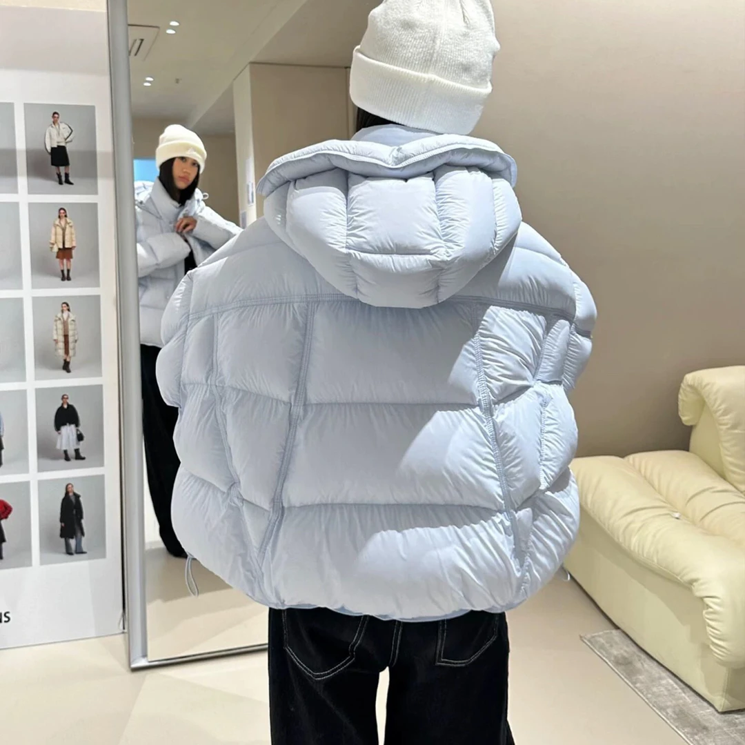 奶呼呼90绒秋冬短款女装连帽冬季2025包袖休闲加厚韩版潮流保暖