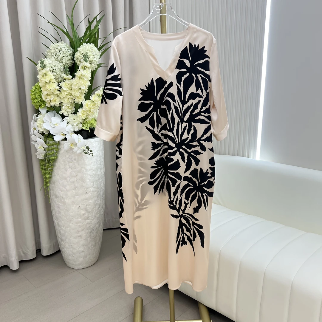 【桑蚕丝大W】气质高端重磅香槟色桑蚕丝连衣裙25591