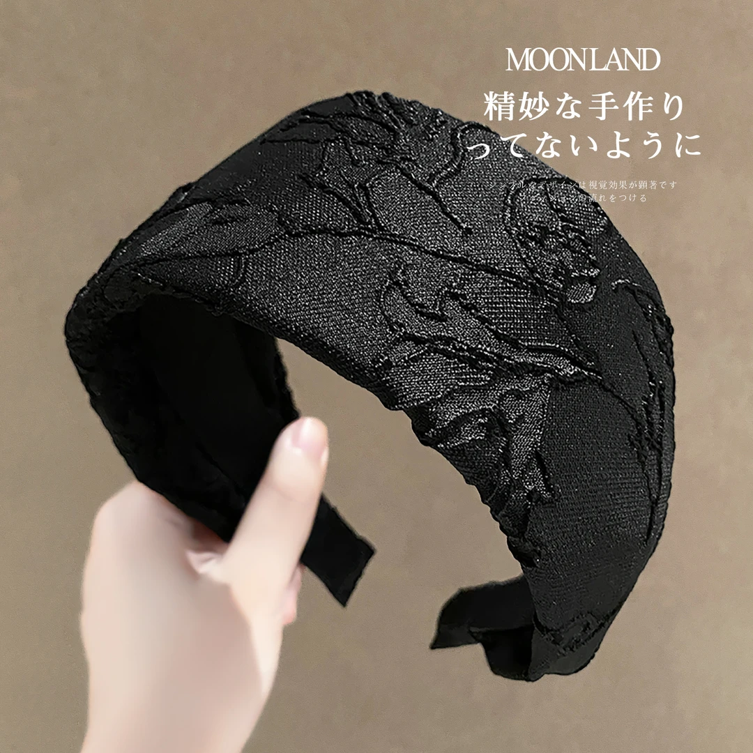 黑色宽边海绵发卡女2025新款高级感洋气时尚头箍日常外戴洗脸发箍